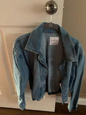 Celebrity Pink Light Blue Denim Jean Jacket